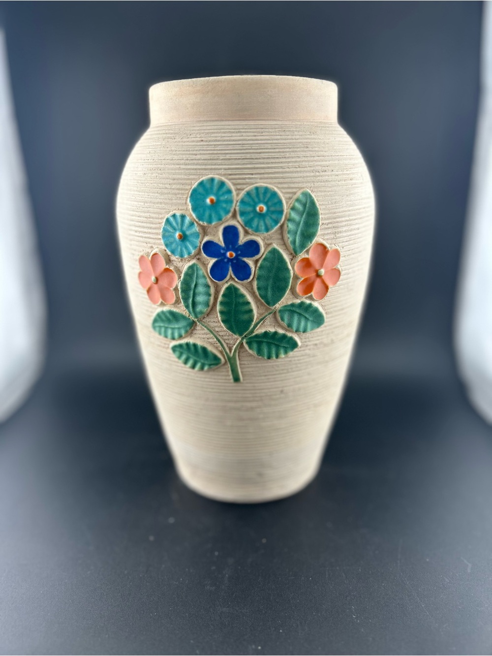 Vintage Mid Century Made in Finland Ceramic Relief Vase